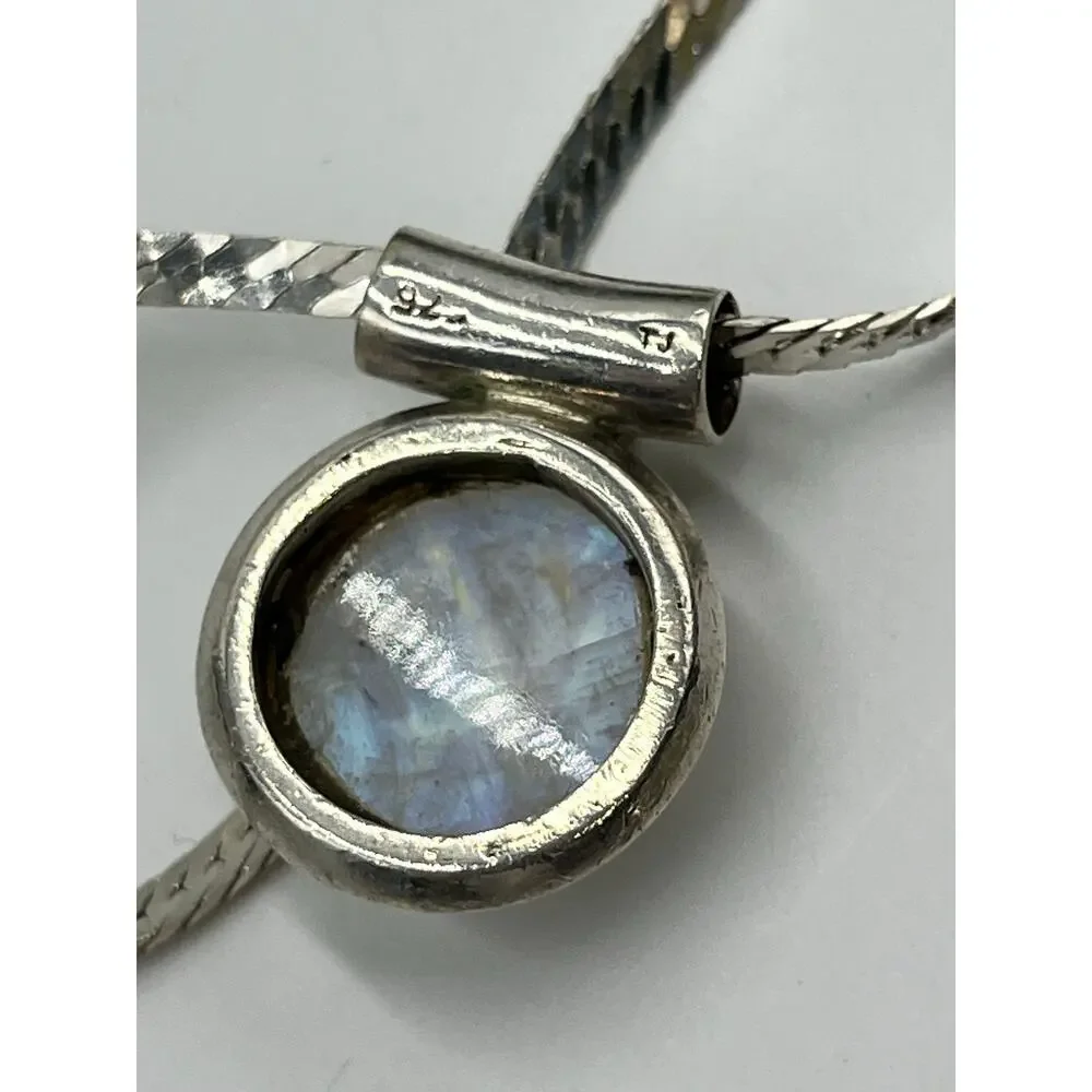 TJ Sterling Silver Moonstone Amethyst Bezel‎ Cabachon pendant Snake Necklace